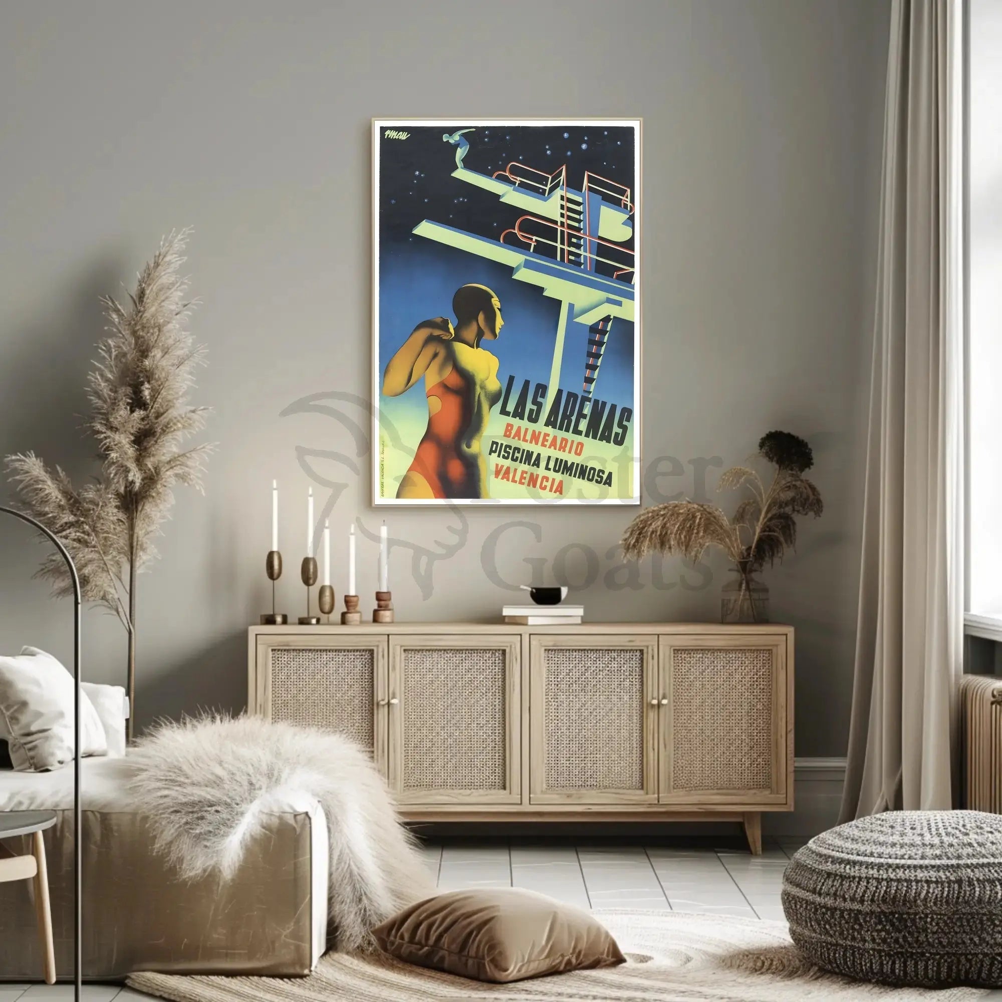 Las Arenas Valencia Art Deco Aquatic Sports Poster PosterGoat