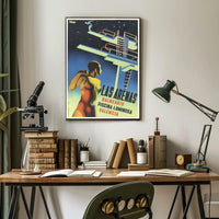 Las Arenas Valencia Art Deco Aquatic Sports Poster PosterGoat