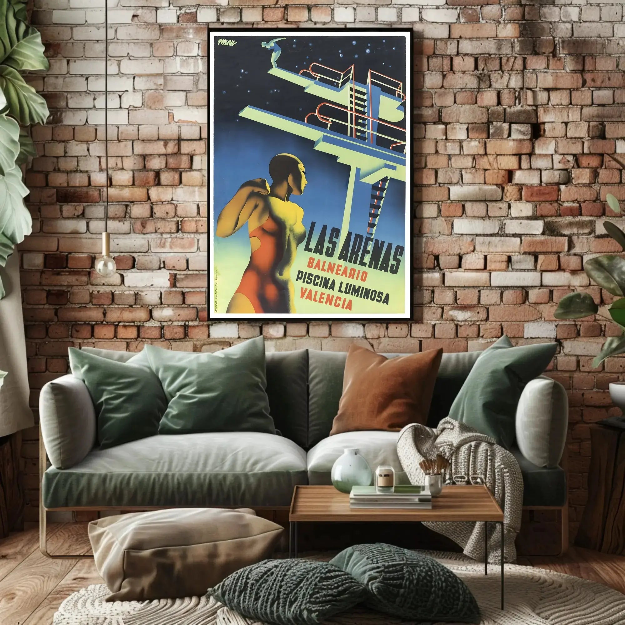 Las Arenas Valencia Art Deco Aquatic Sports Poster PosterGoat