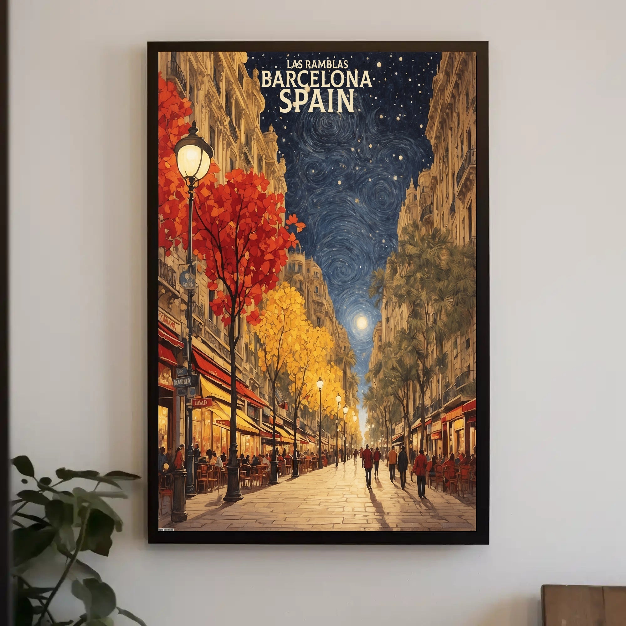 Las Ramblas Evening Stroll Urban or Cityscape Poster PosterGoat