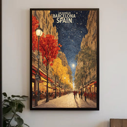 Las Ramblas Evening Stroll Urban or Cityscape Poster PosterGoat