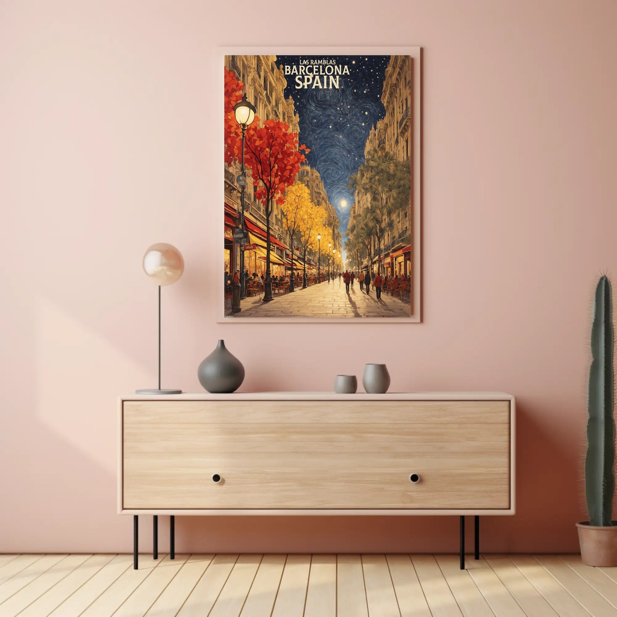 Las Ramblas Evening Stroll Urban or Cityscape Poster PosterGoat