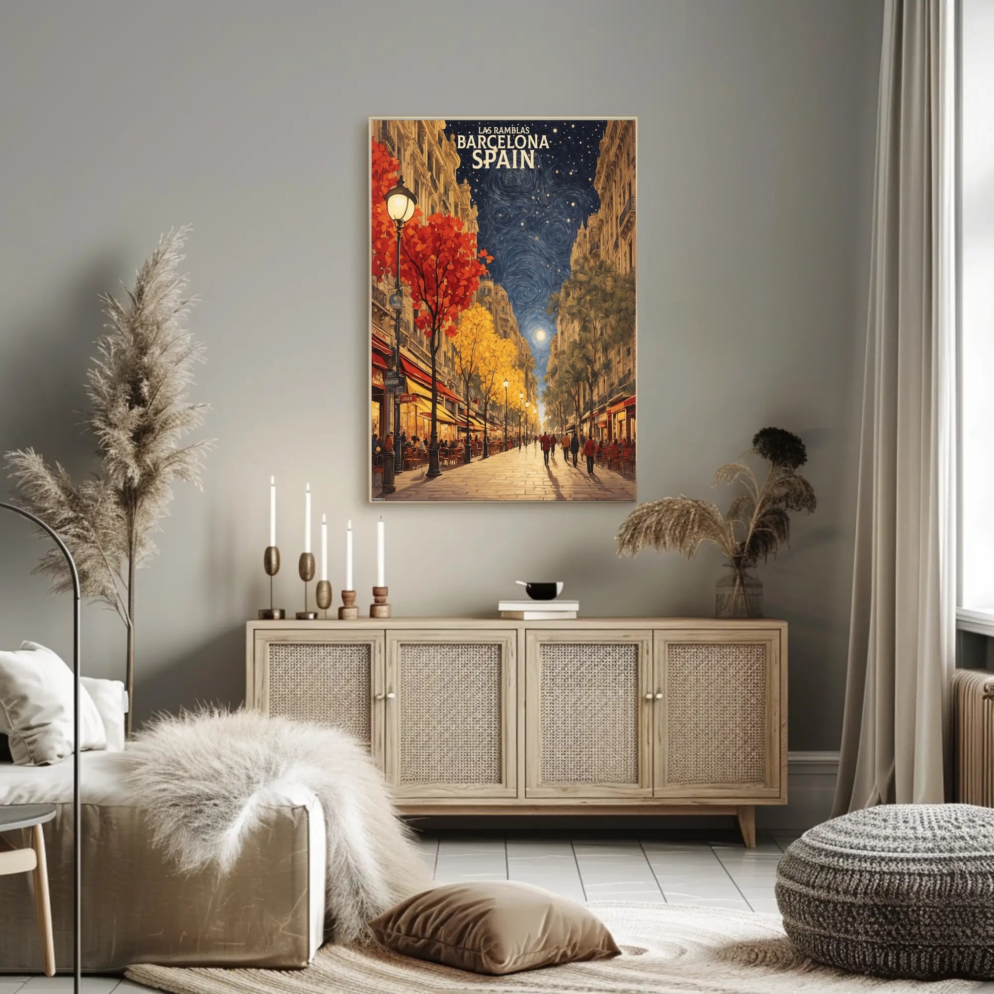 Las Ramblas Evening Stroll Urban or Cityscape Poster PosterGoat