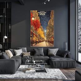 Las Ramblas Evening Stroll Urban or Cityscape Poster PosterGoat
