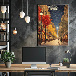 Las Ramblas Evening Stroll Urban or Cityscape Poster PosterGoat