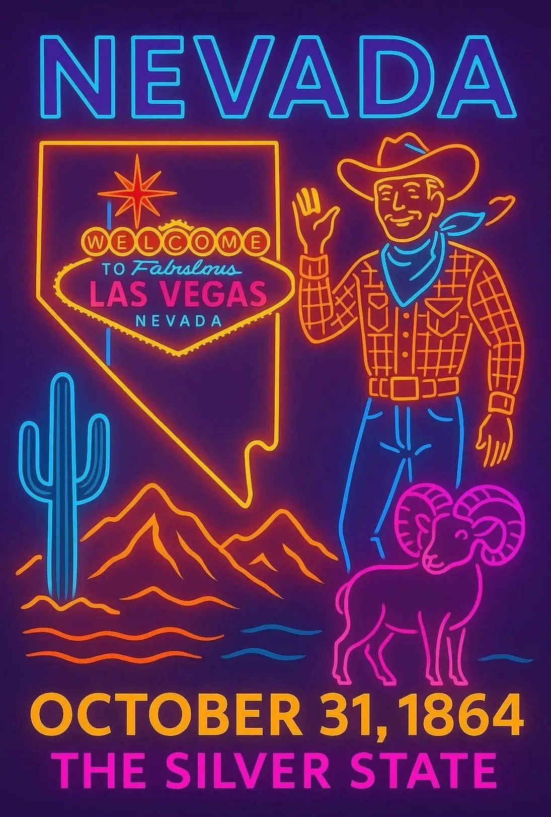 Las Vegas Neon Heritage Travel Poster PosterGoat