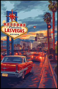 Las Vegas Retro Cityscape Travel Poster PosterGoat