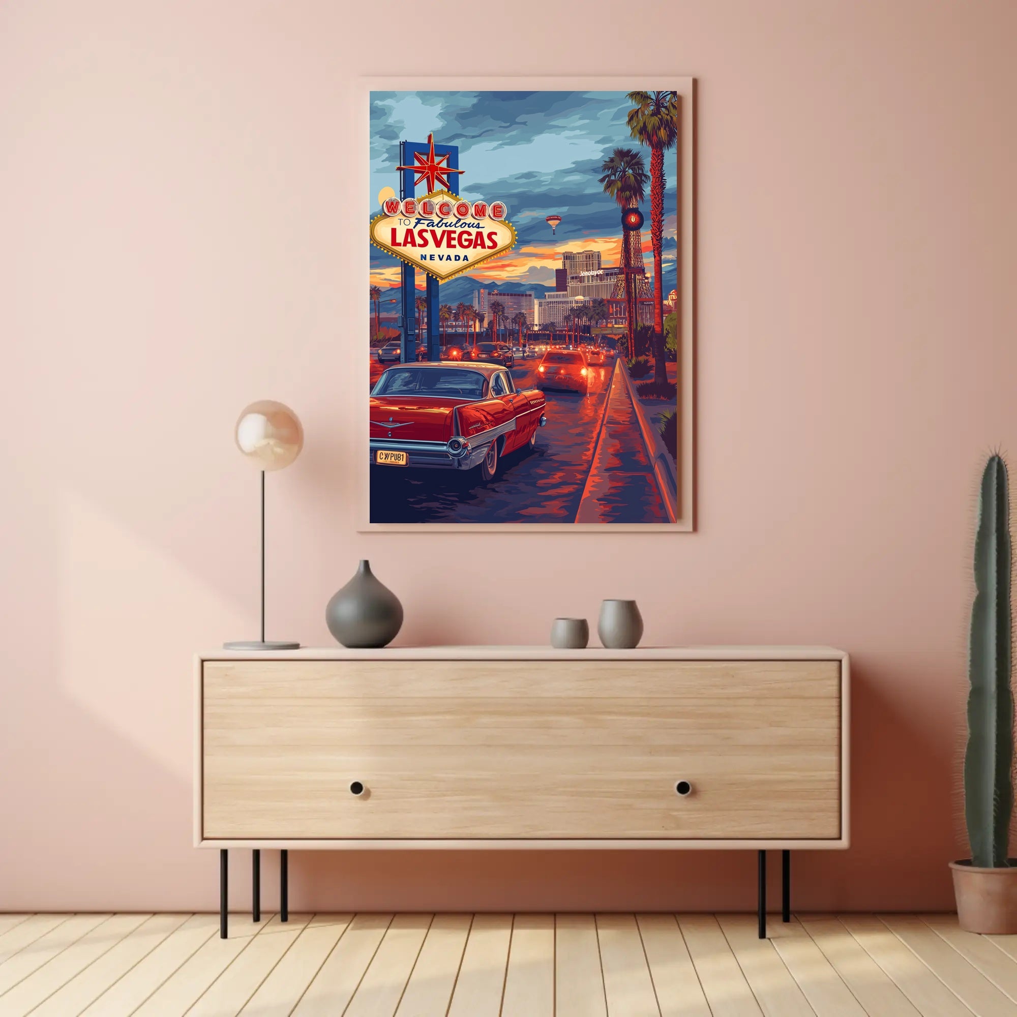 Las Vegas Retro Cityscape Travel Poster PosterGoat