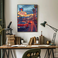 Las Vegas Retro Cityscape Travel Poster PosterGoat