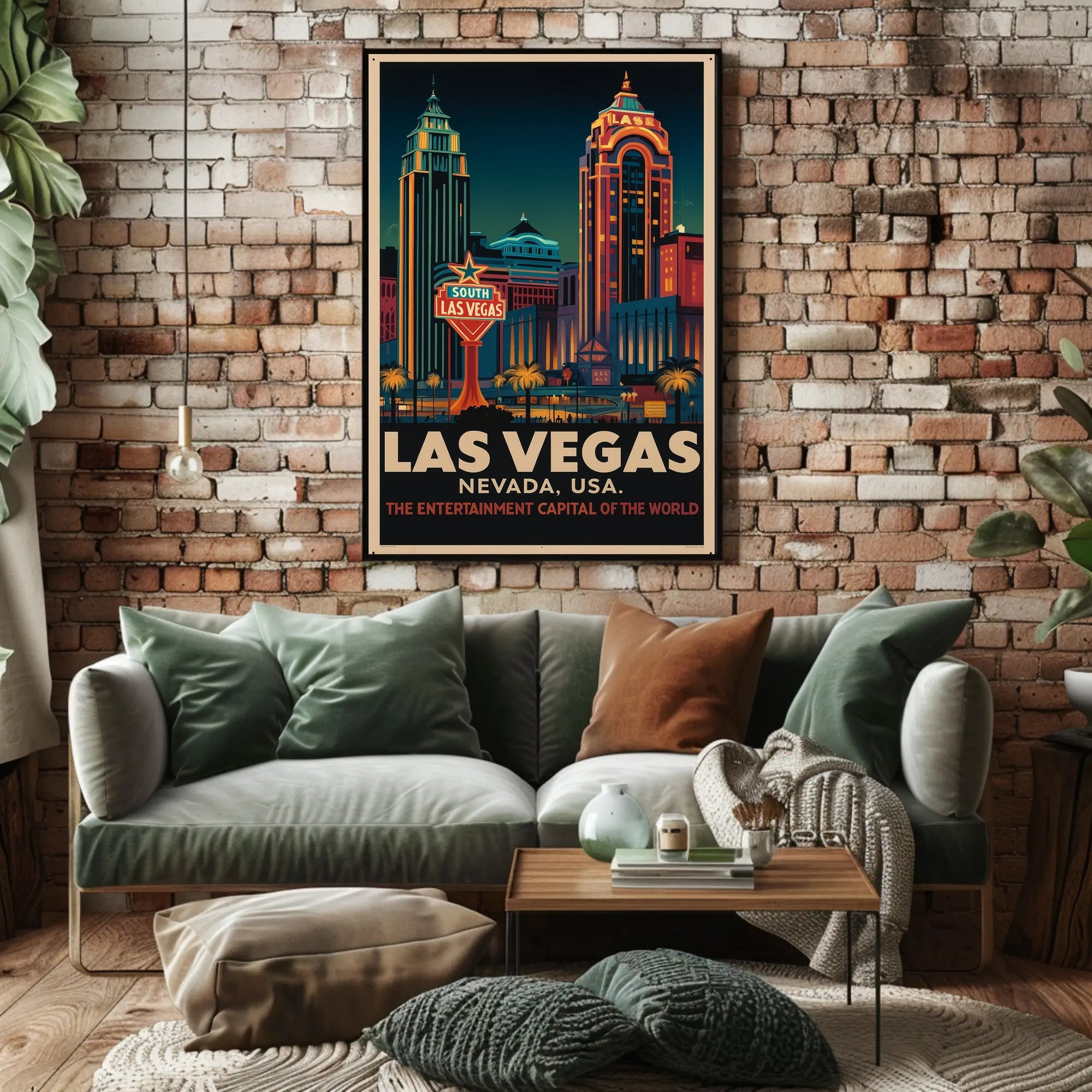 Las Vegas Retro Cityscape: Urban or Cityscape Poster PosterGoat