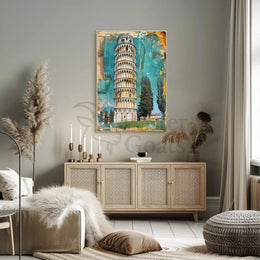 Leaning Tower Vibrant Vintage Travel Poster PosterGoat