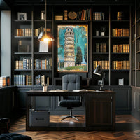 Leaning Tower Vibrant Vintage Travel Poster PosterGoat