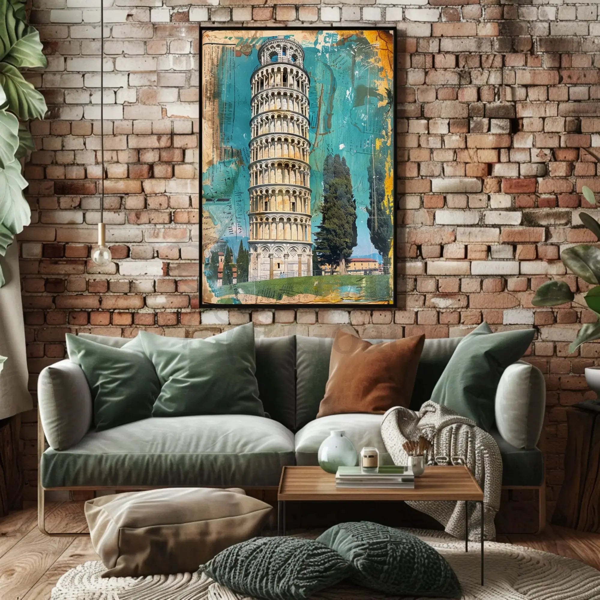 Leaning Tower Vibrant Vintage Travel Poster PosterGoat