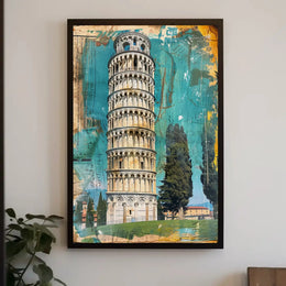 Leaning Tower Vibrant Vintage Travel Poster PosterGoat