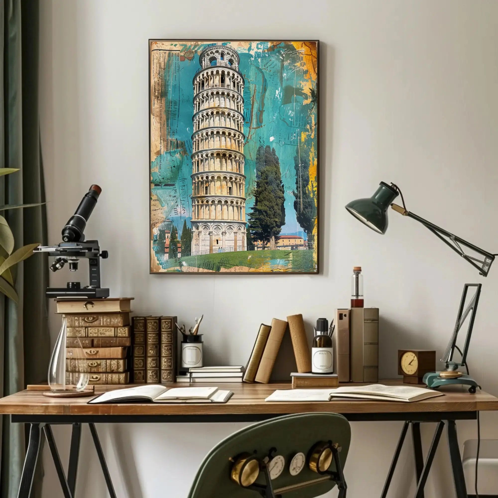 Leaning Tower Vibrant Vintage Travel Poster PosterGoat