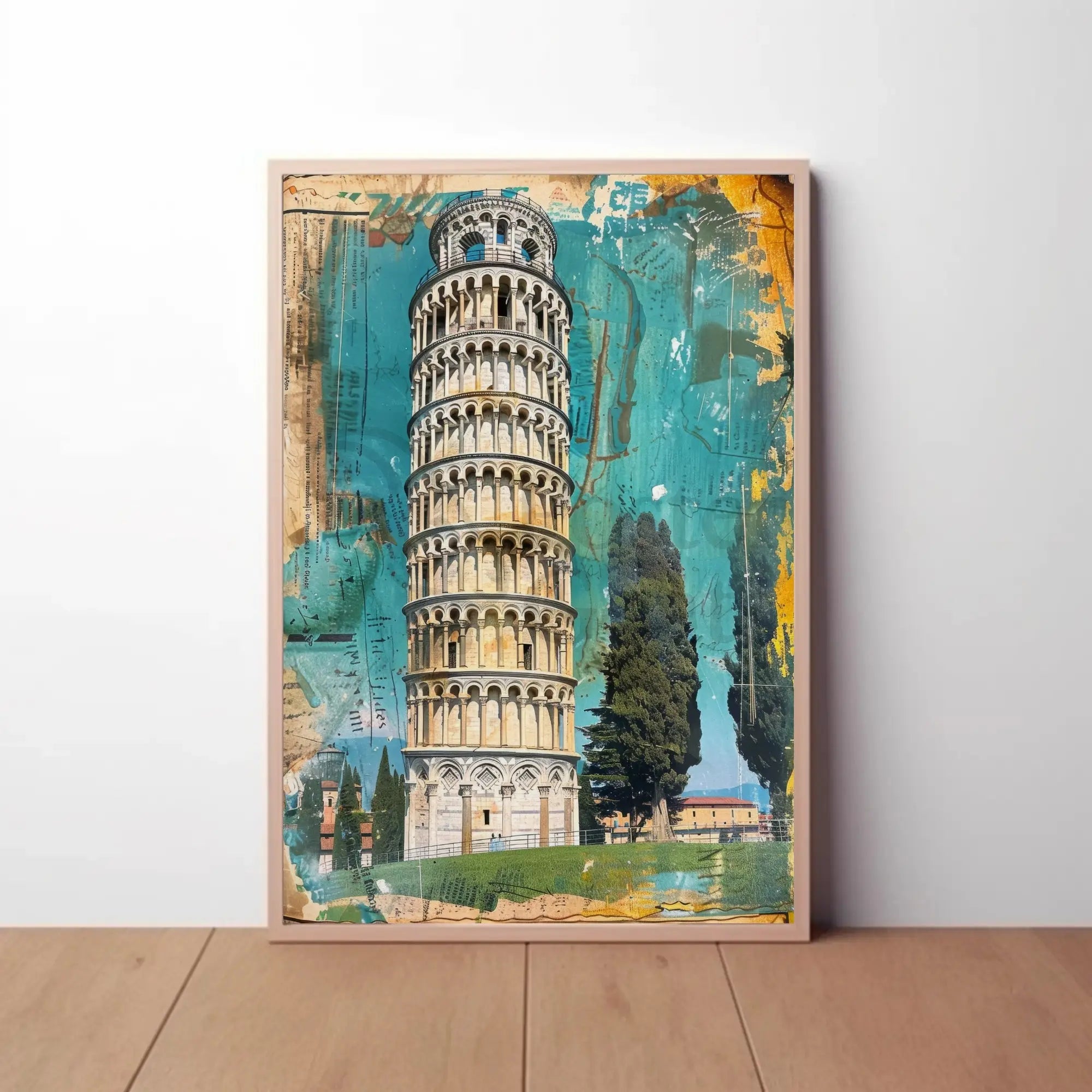 Leaning Tower Vibrant Vintage Travel Poster PosterGoat