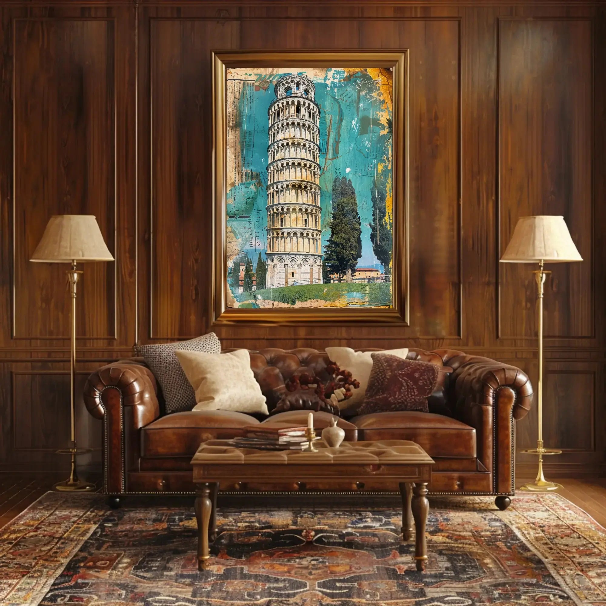 Leaning Tower Vibrant Vintage Travel Poster PosterGoat