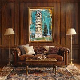Leaning Tower Vibrant Vintage Travel Poster PosterGoat