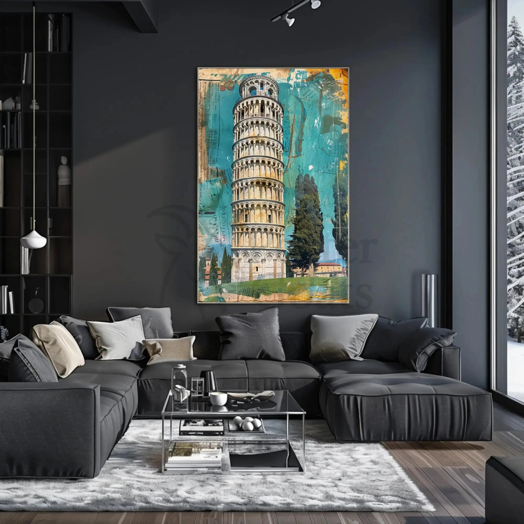 Leaning Tower Vibrant Vintage Travel Poster PosterGoat