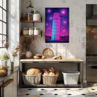 Leaning Tower of Pisa Cosmic Dreamscape Artistic Poster PosterGoat