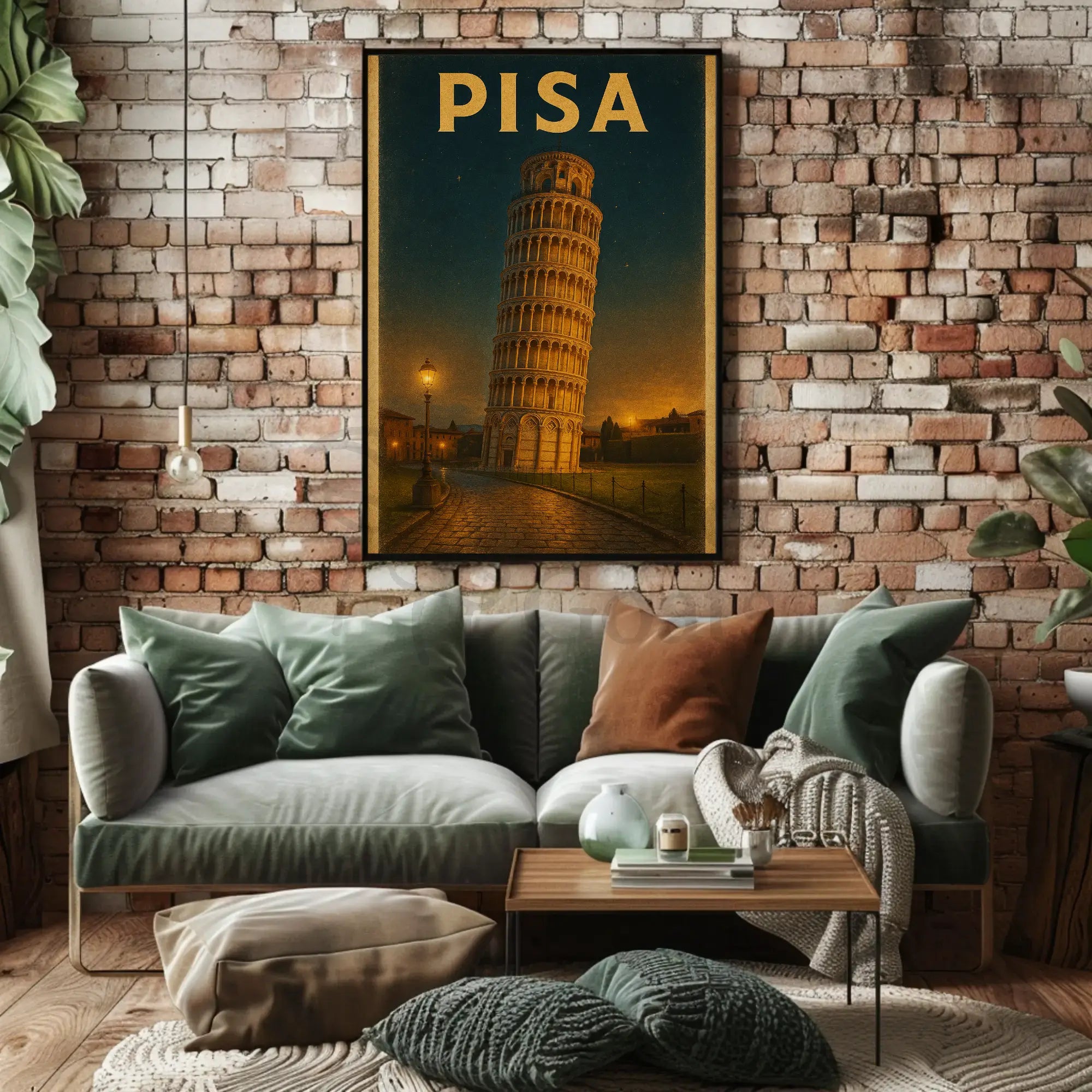 Leaning Tower of Pisa Vintage Travel Poster PosterGoat