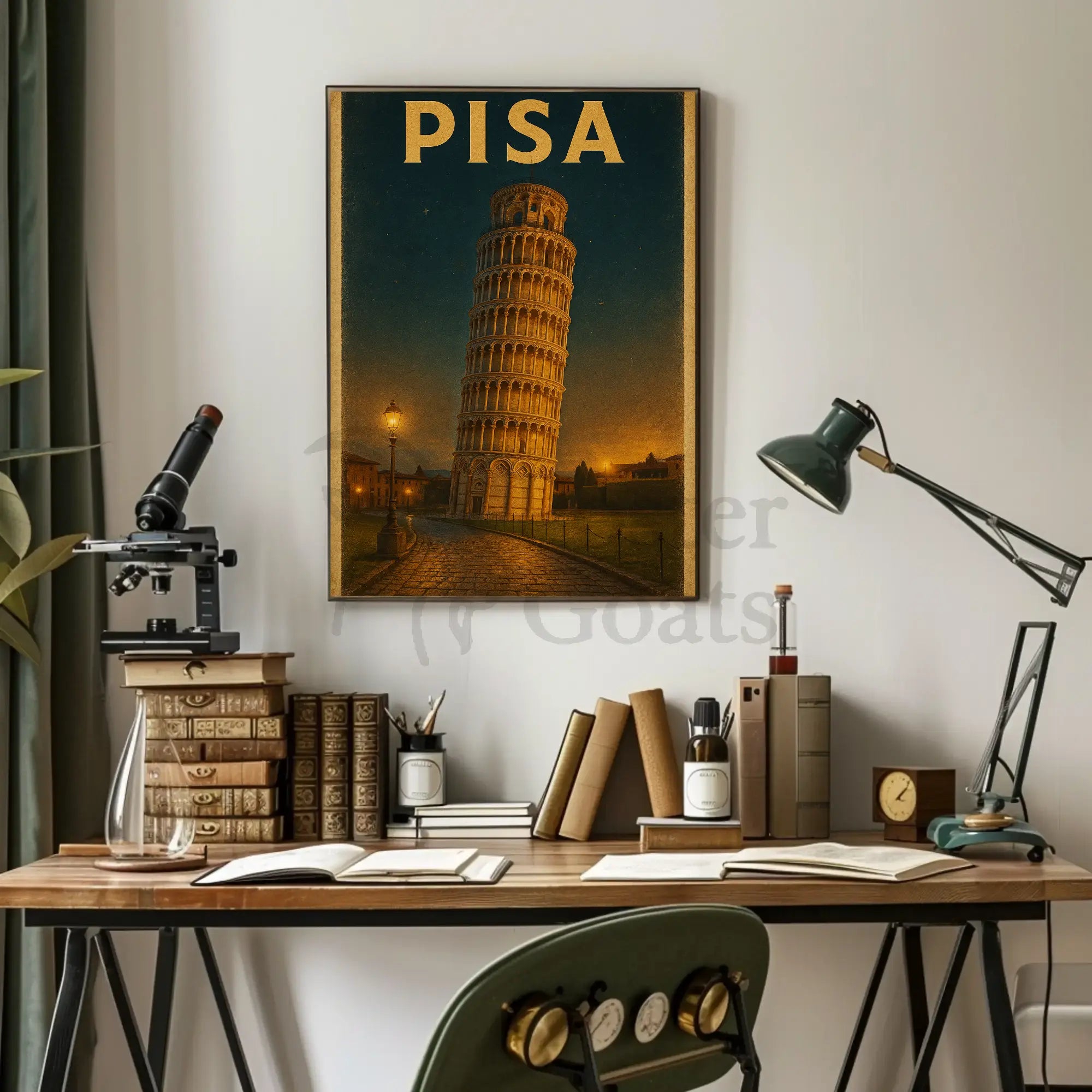 Leaning Tower of Pisa Vintage Travel Poster PosterGoat