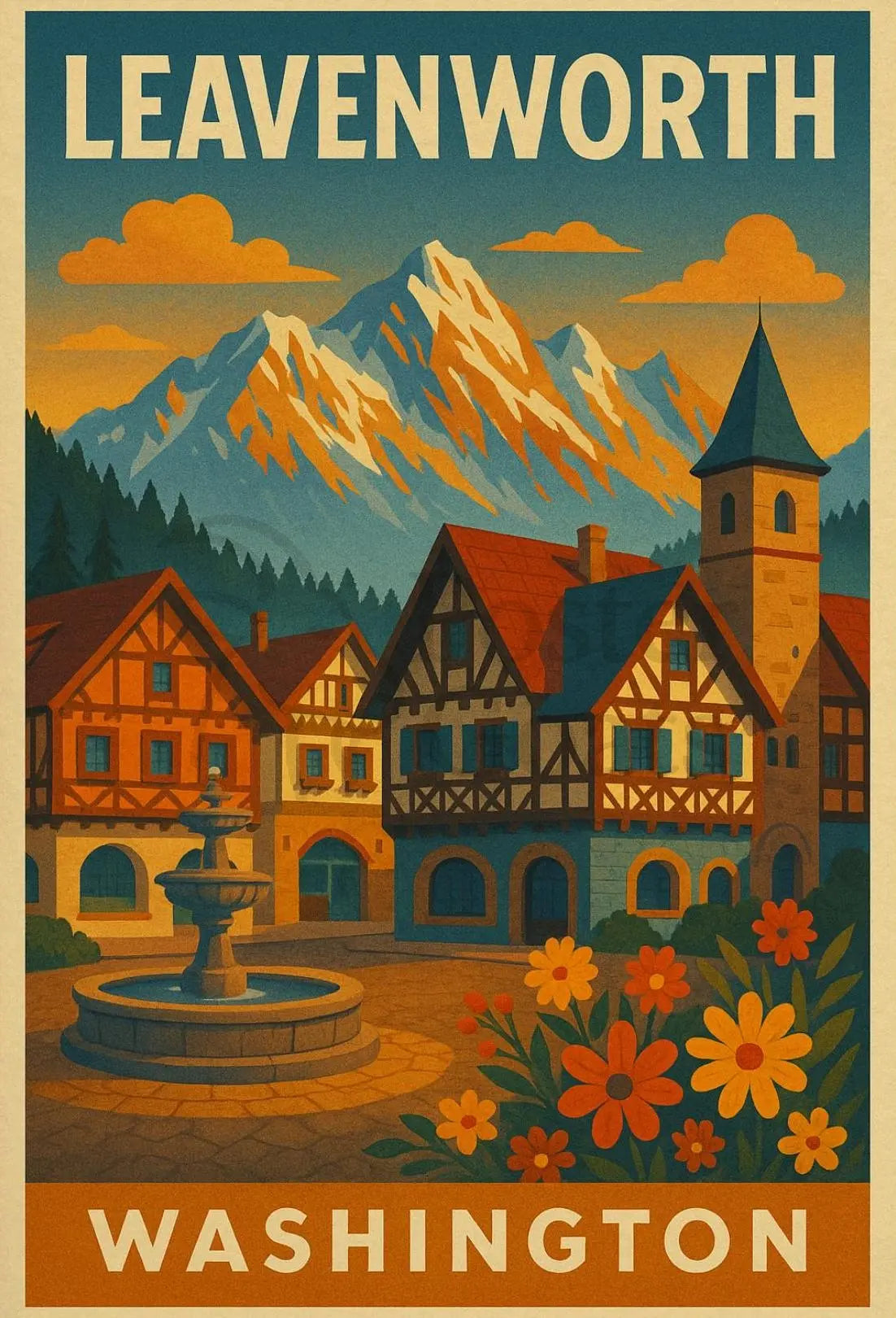 Leavenworth Bavarian Charm Scenic Travel Poster PosterGoat