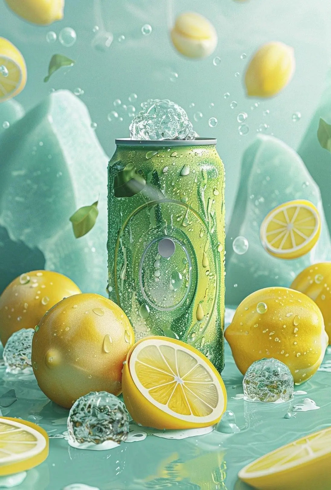 Lemon Drink Amidst Dreamy Citrus Landscape - Artistic Poster PosterGoat