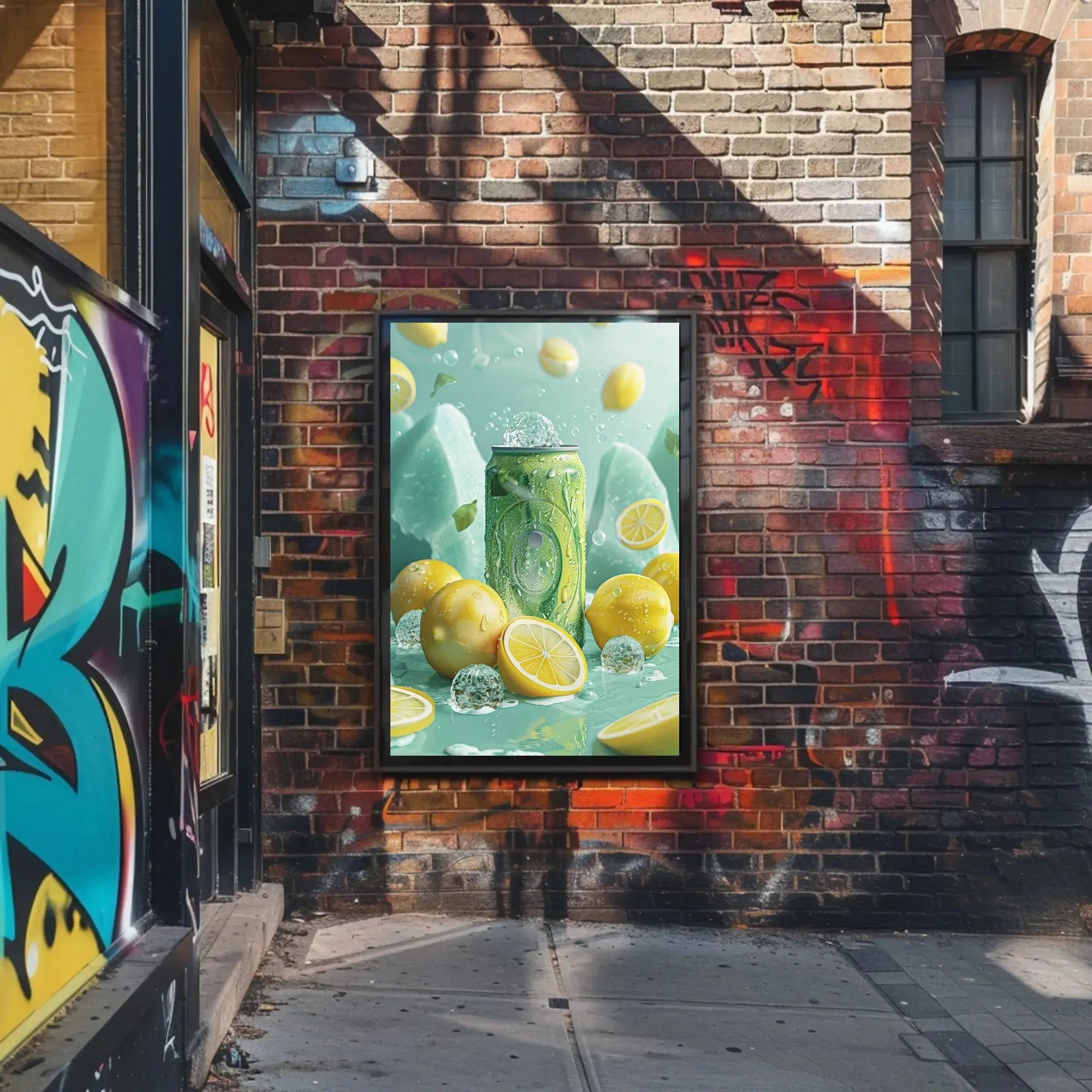 Lemon Drink Amidst Dreamy Citrus Landscape - Artistic Poster PosterGoat