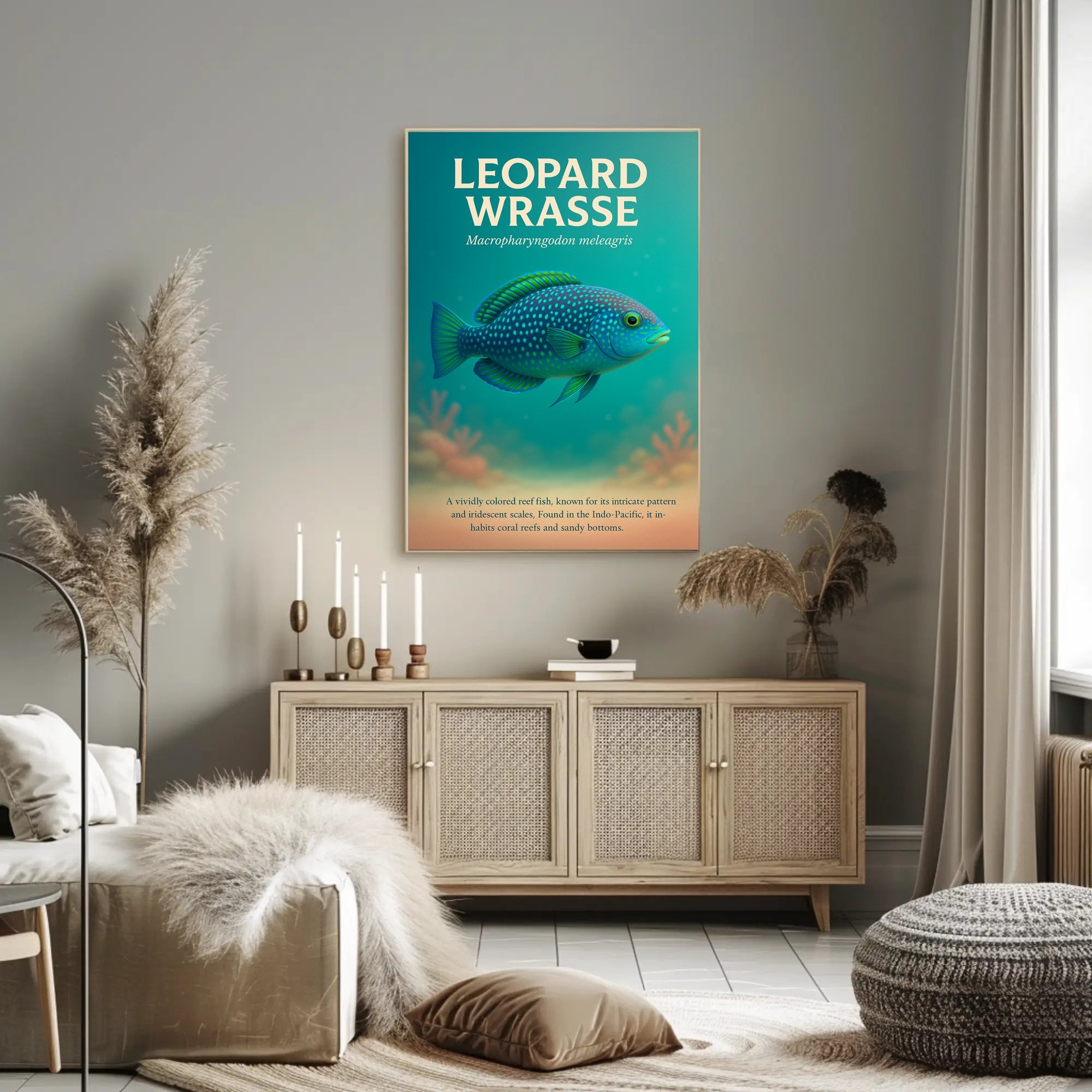 Leopard Wrasse Vibrant Reef Inhabitant Poster PosterGoat