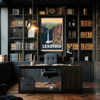 Lesotho Waterfall Adventure Vintage Travel Poster PosterGoat