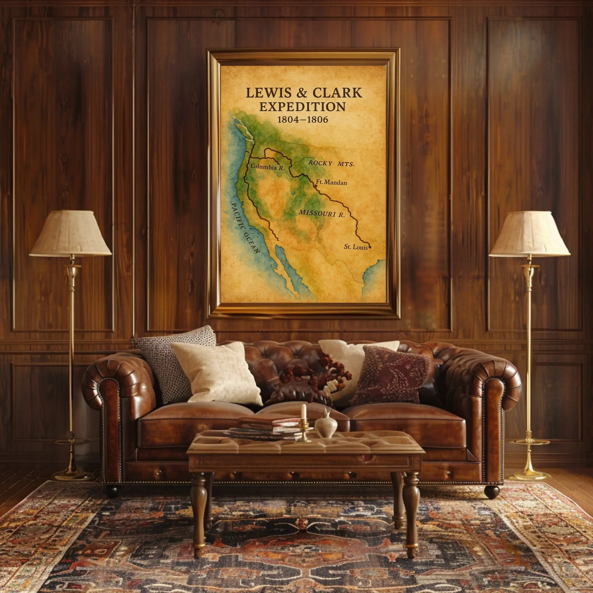 Lewis & Clark Expedition Map Historical Poster PosterGoat