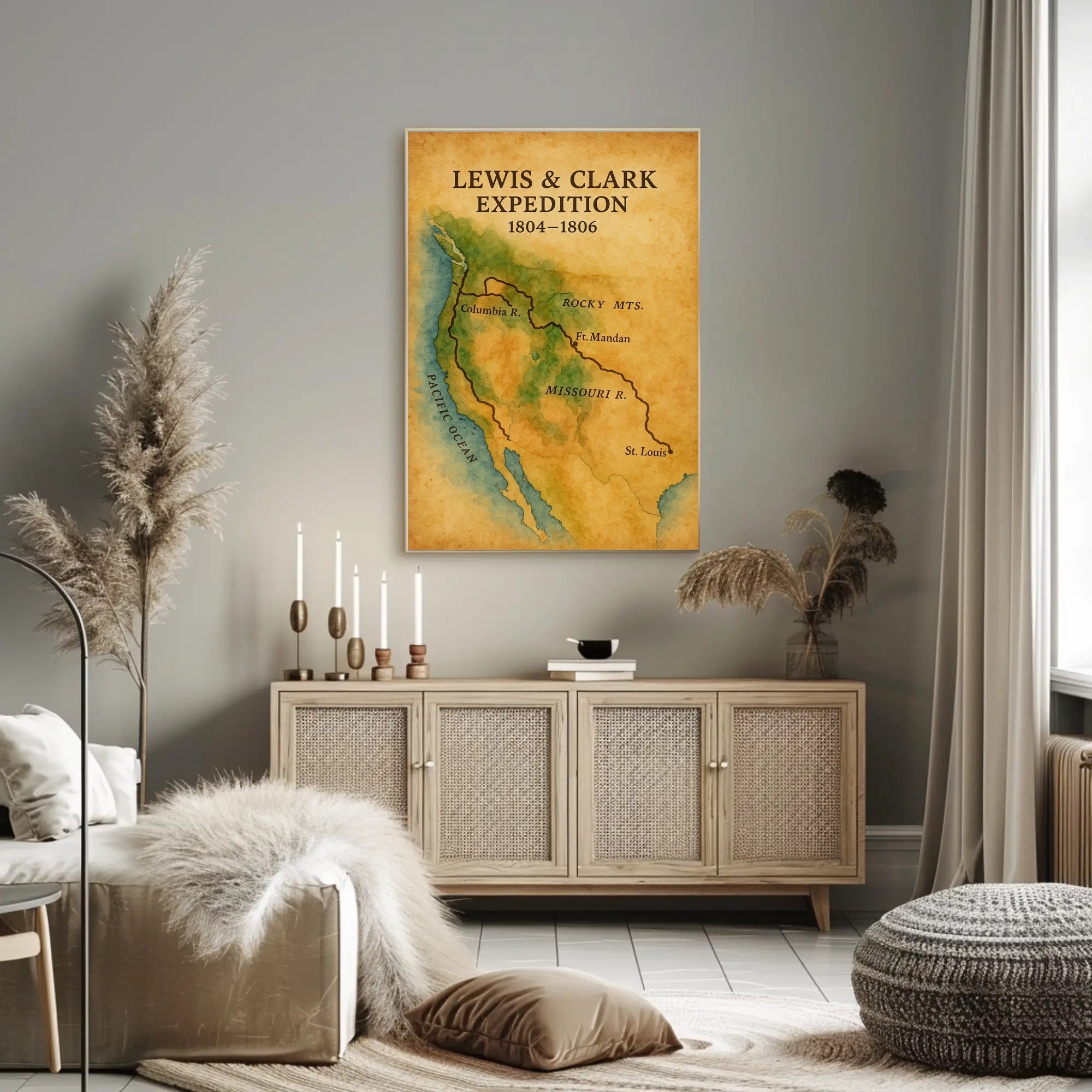 Lewis & Clark Expedition Map Historical Poster PosterGoat