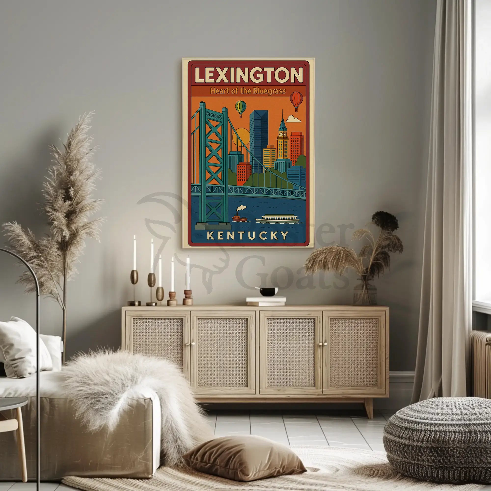 Lexington Cityscape Travel Poster PosterGoat