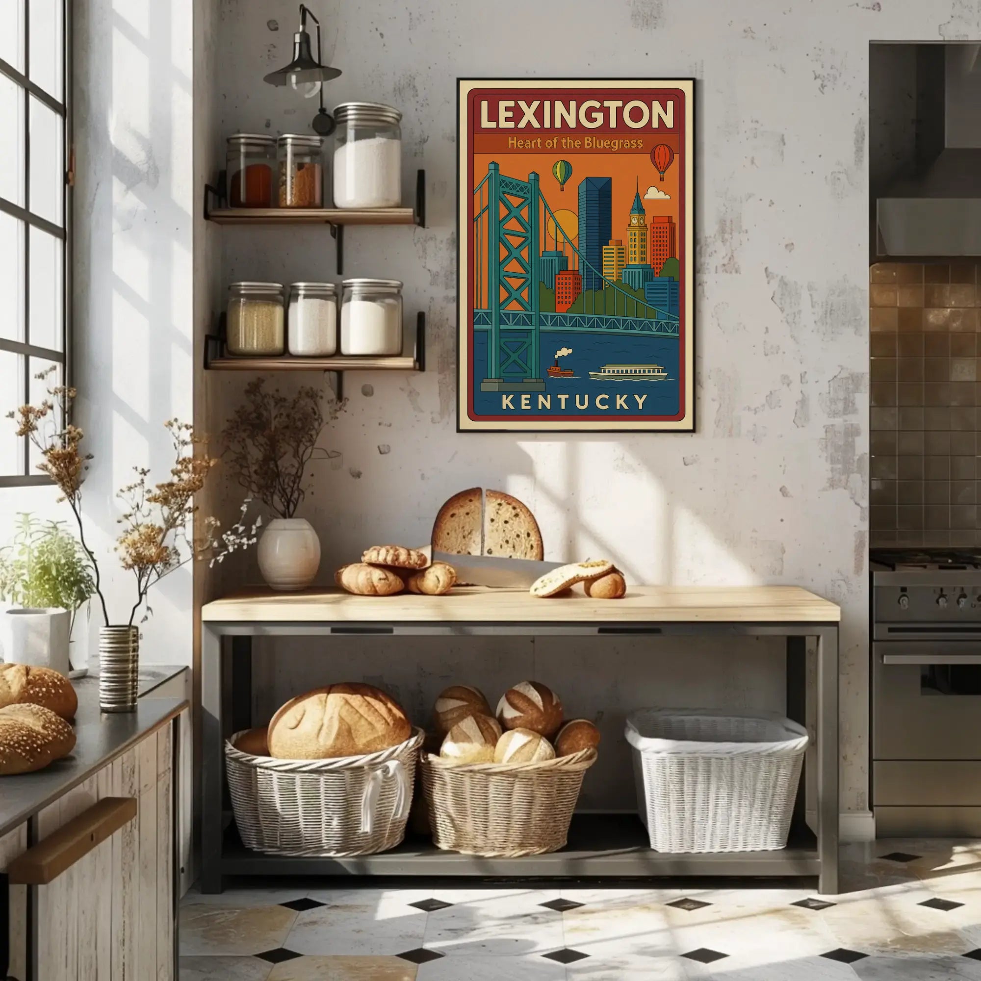 Lexington Cityscape Travel Poster PosterGoat