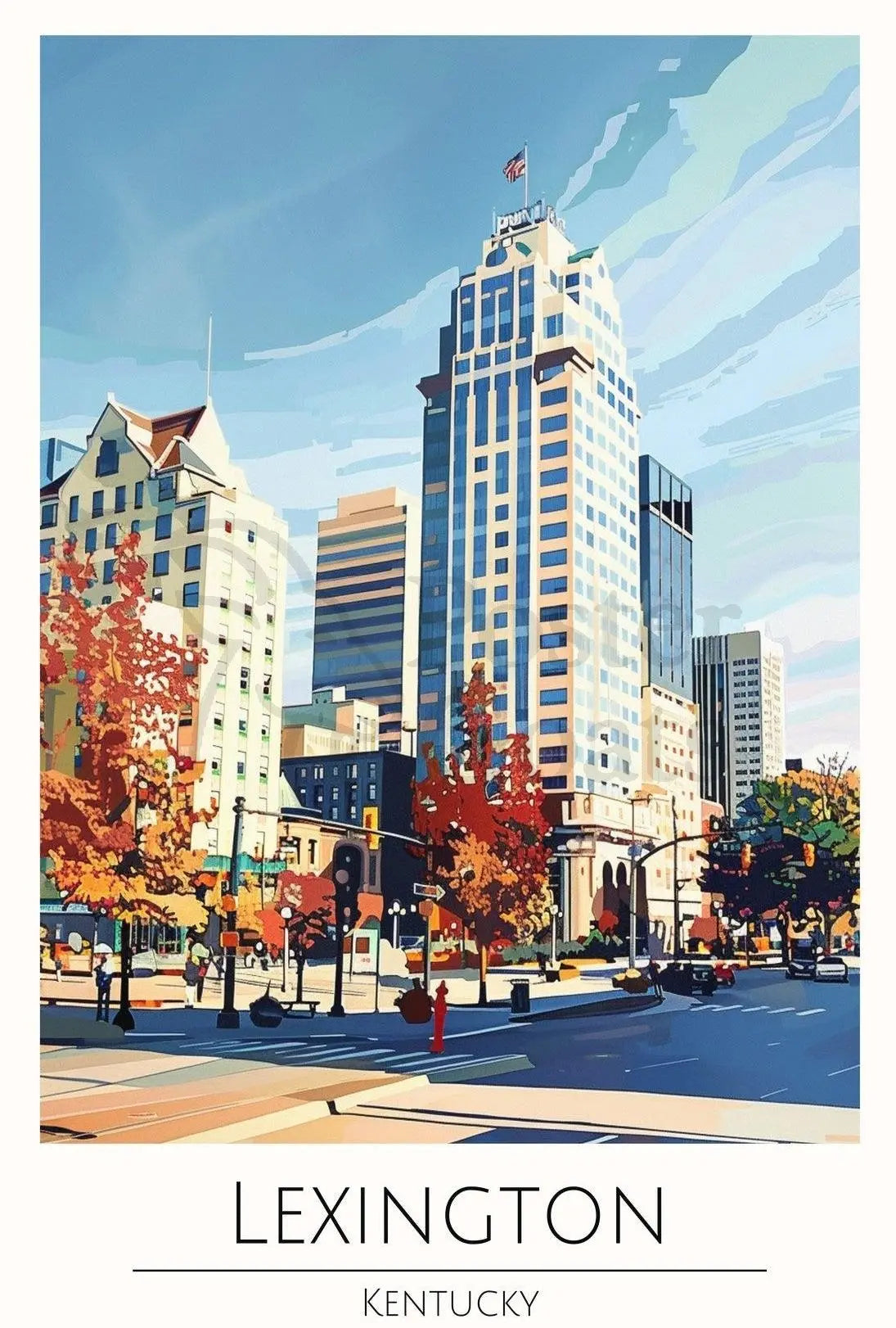 Lexington Urban Skyline Art Travel Poster PosterGoat