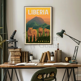 Liberia Wildlife Adventure Vintage Travel Poster PosterGoat