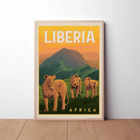 Liberia Wildlife Adventure Vintage Travel Poster PosterGoat