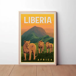 Liberia Wildlife Adventure Vintage Travel Poster PosterGoat