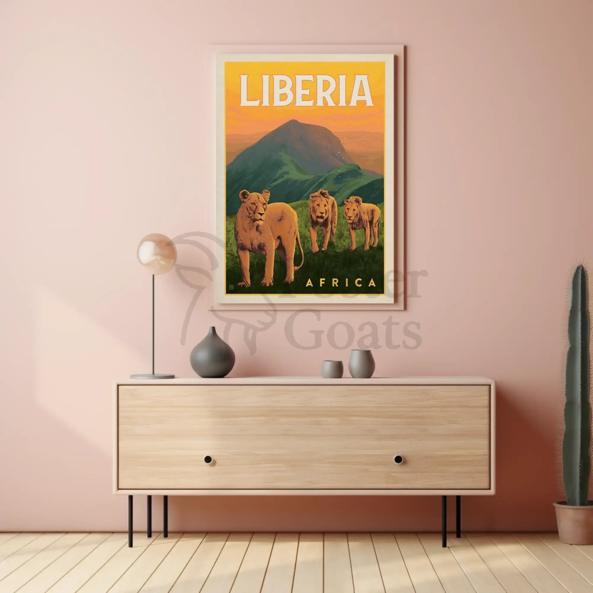 Liberia Wildlife Adventure Vintage Travel Poster PosterGoat