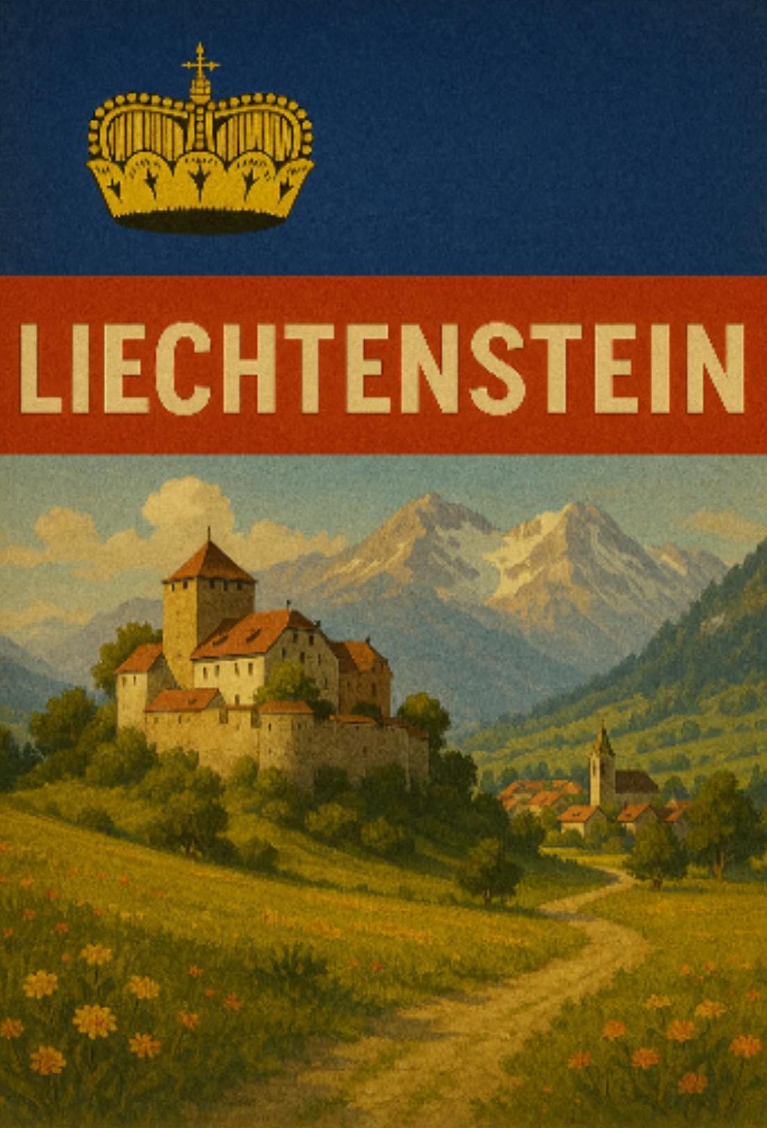 Liechtenstein's Majestic Landscapes Vintage Travel Poster PosterGoat