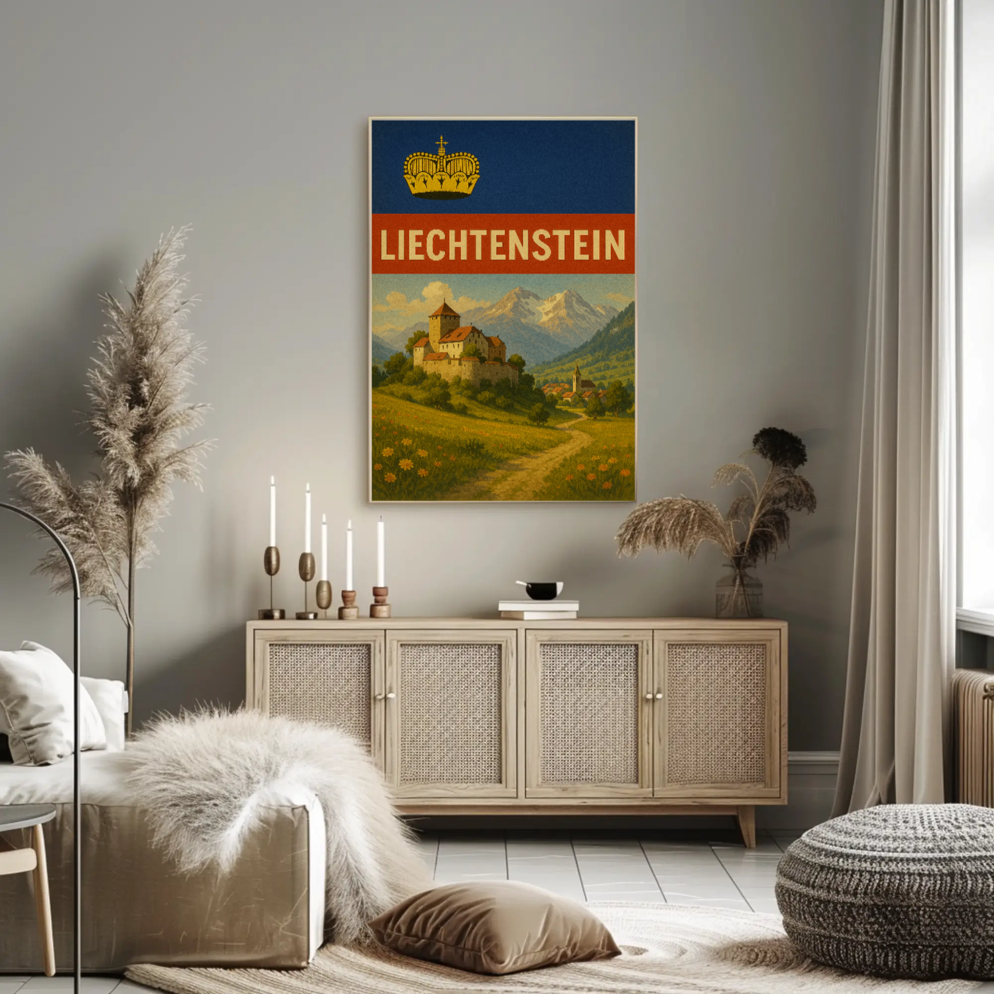 Liechtenstein's Majestic Landscapes Vintage Travel Poster PosterGoat
