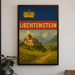 Liechtenstein's Majestic Landscapes Vintage Travel Poster PosterGoat