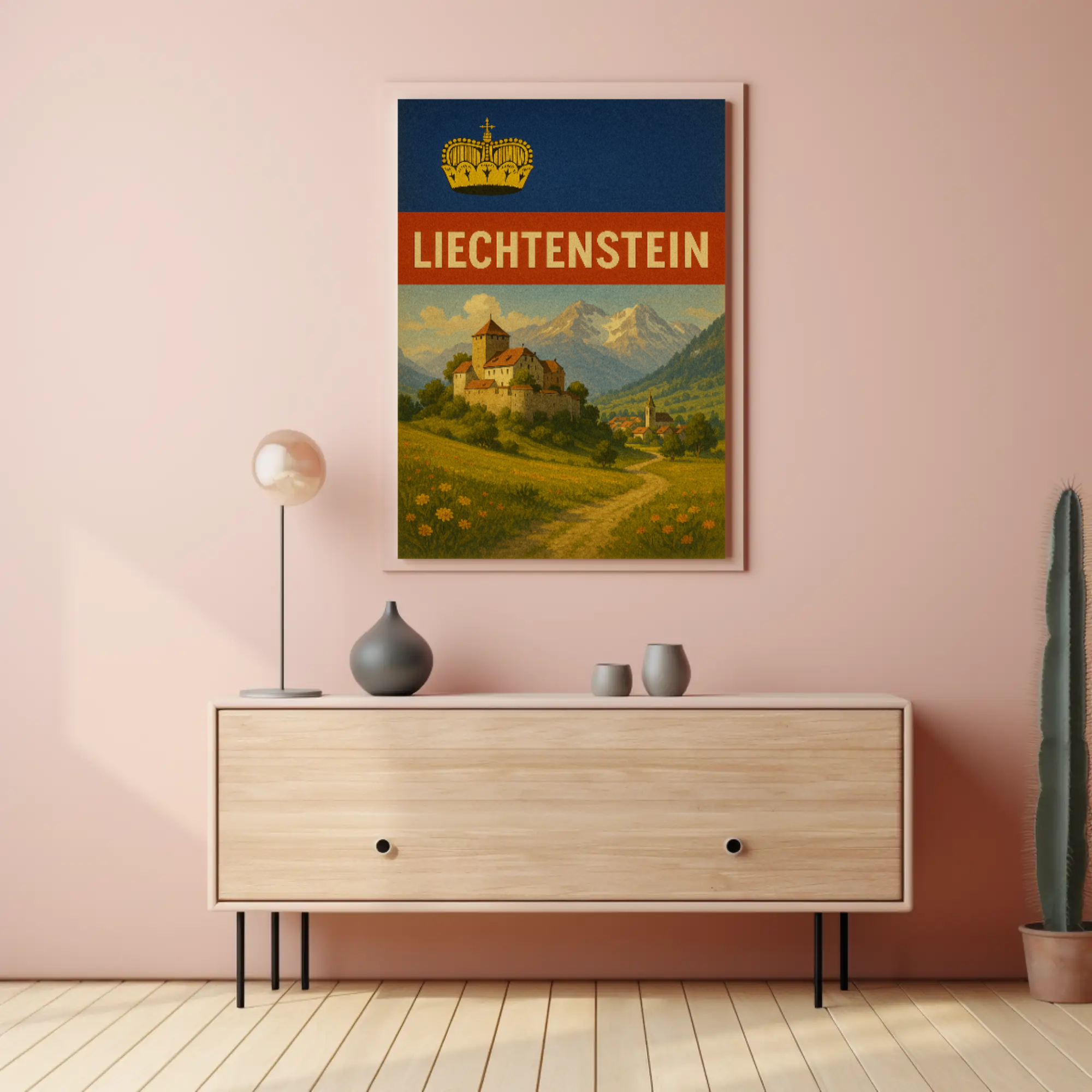 Liechtenstein's Majestic Landscapes Vintage Travel Poster PosterGoat