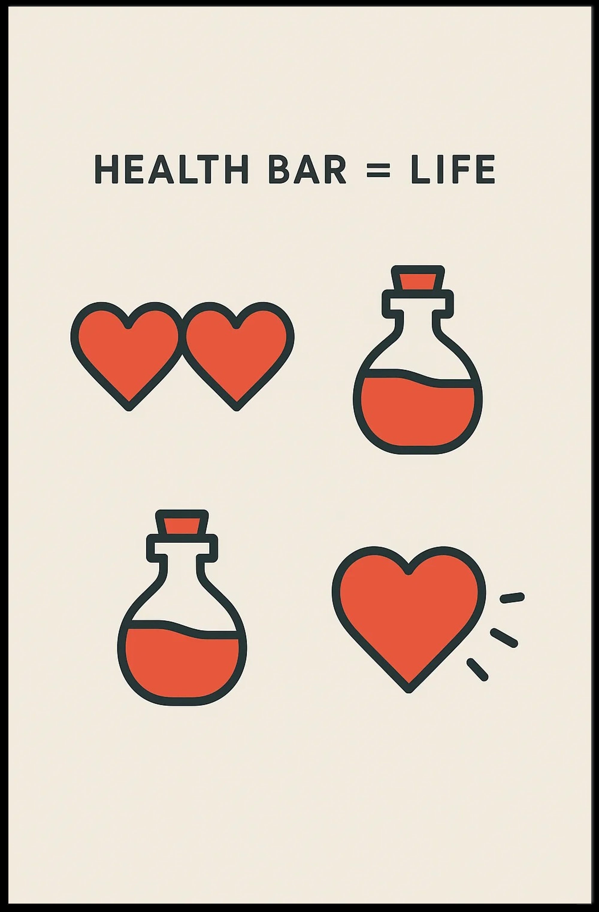 Life and Health Icons Retro Pop Culture Poster PosterGoat