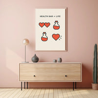 Life and Health Icons Retro Pop Culture Poster PosterGoat
