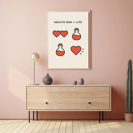 Life and Health Icons Retro Pop Culture Poster PosterGoat