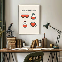 Life and Health Icons Retro Pop Culture Poster PosterGoat