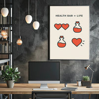 Life and Health Icons Retro Pop Culture Poster PosterGoat