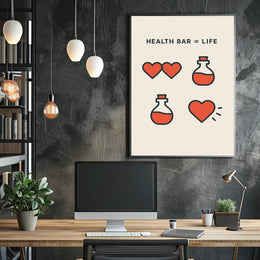 Life and Health Icons Retro Pop Culture Poster PosterGoat